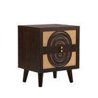 Raven Rattan 2 Drawer Bedside Table - Walnut - DUSK