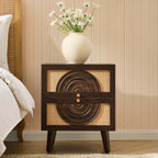 Raven Rattan 2 Drawer Bedside Table - Walnut - DUSK