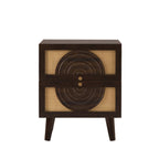 Raven Rattan 2 Drawer Bedside Table - Walnut - DUSK