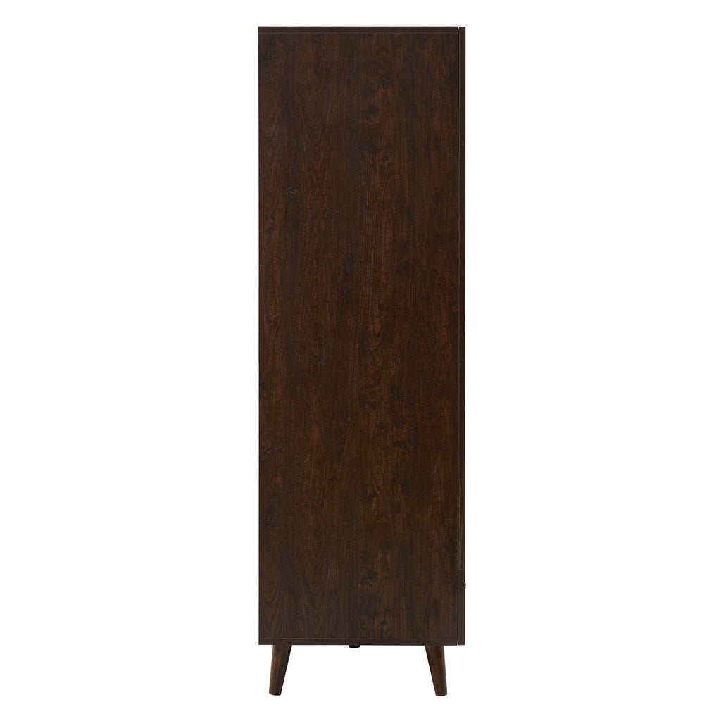 Raven Rattan 3 Door Wardrobe with Drawers - Walnut - DUSK