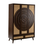 Raven Rattan 3 Door Wardrobe with Drawers - Walnut - DUSK