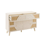 Raven Rattan 6 Drawer Chest - Cream Oak Effect - DUSK