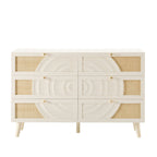 Raven Rattan 6 Drawer Chest - Cream Oak Effect - DUSK