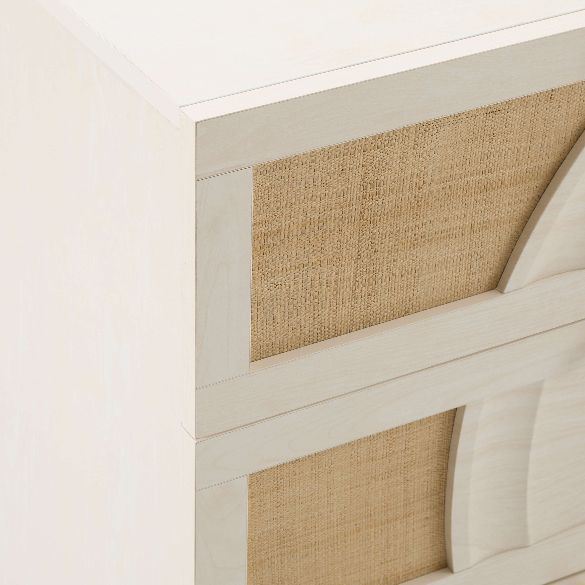 Raven Rattan 6 Drawer Chest - Cream Oak Effect - DUSK