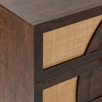 Raven Rattan 6 Drawer Chest - Walnut - DUSK