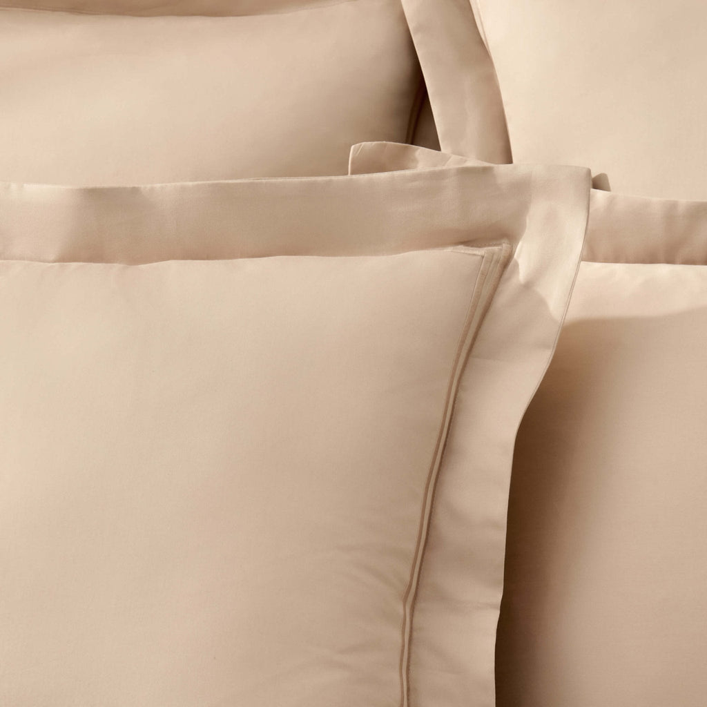 Regent Embroidered 100% Cotton Pair of Oxford Square Pillowcases - Champagne - DUSK