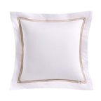 Regent Embroidered 100% Cotton Pair of Oxford Square Pillowcases - Natural - DUSK