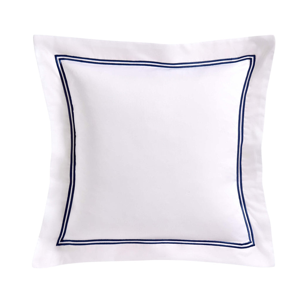 Regent Embroidered 100% Cotton Pair of Oxford Square Pillowcases - Navy - DUSK