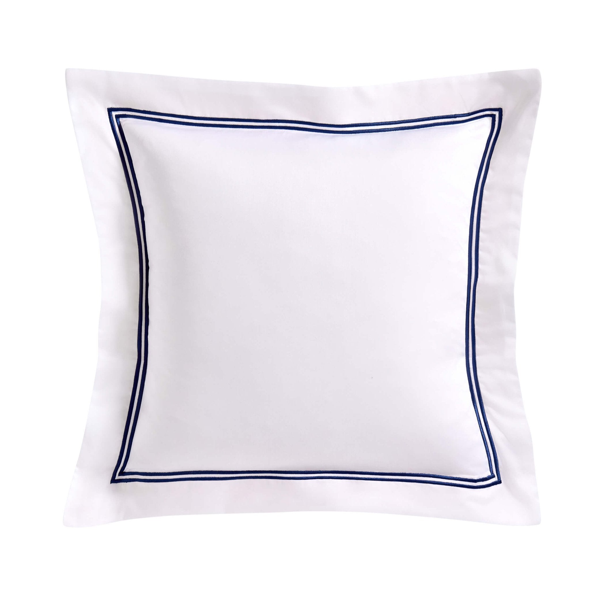 Regent Embroidered 100% Cotton Pair of Oxford Square Pillowcases - Navy - DUSK