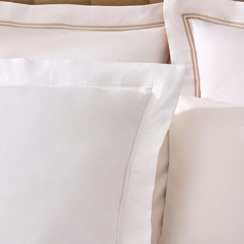 Regent Embroidered 100% Cotton Pair of Oxford Square Pillowcases - White - DUSK