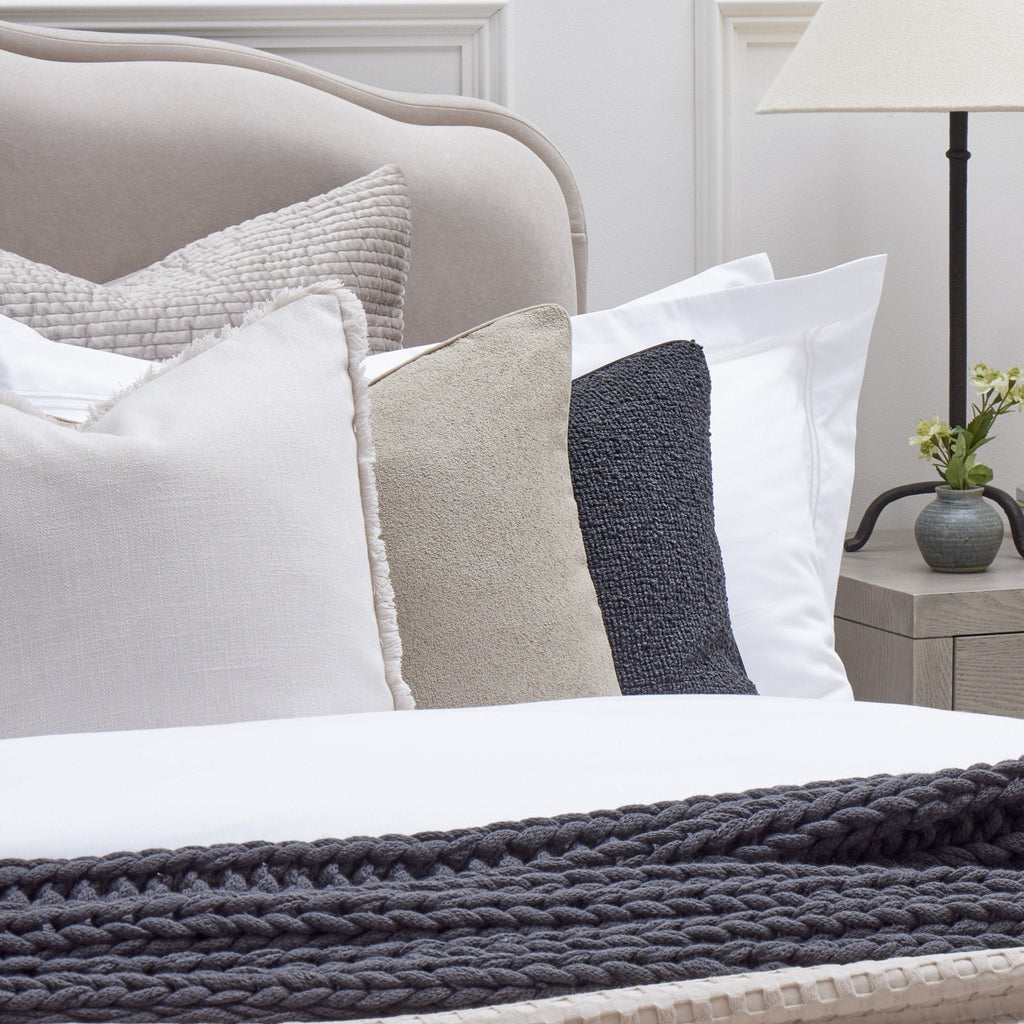 Regent Embroidered Duvet Cover - 400 Thread Count Sateen - White - DUSK
