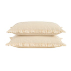Remy 200 Thread Count Shirting Stripe Print Ruffle Edge Duvet Cover Set - Buttermilk - DUSK