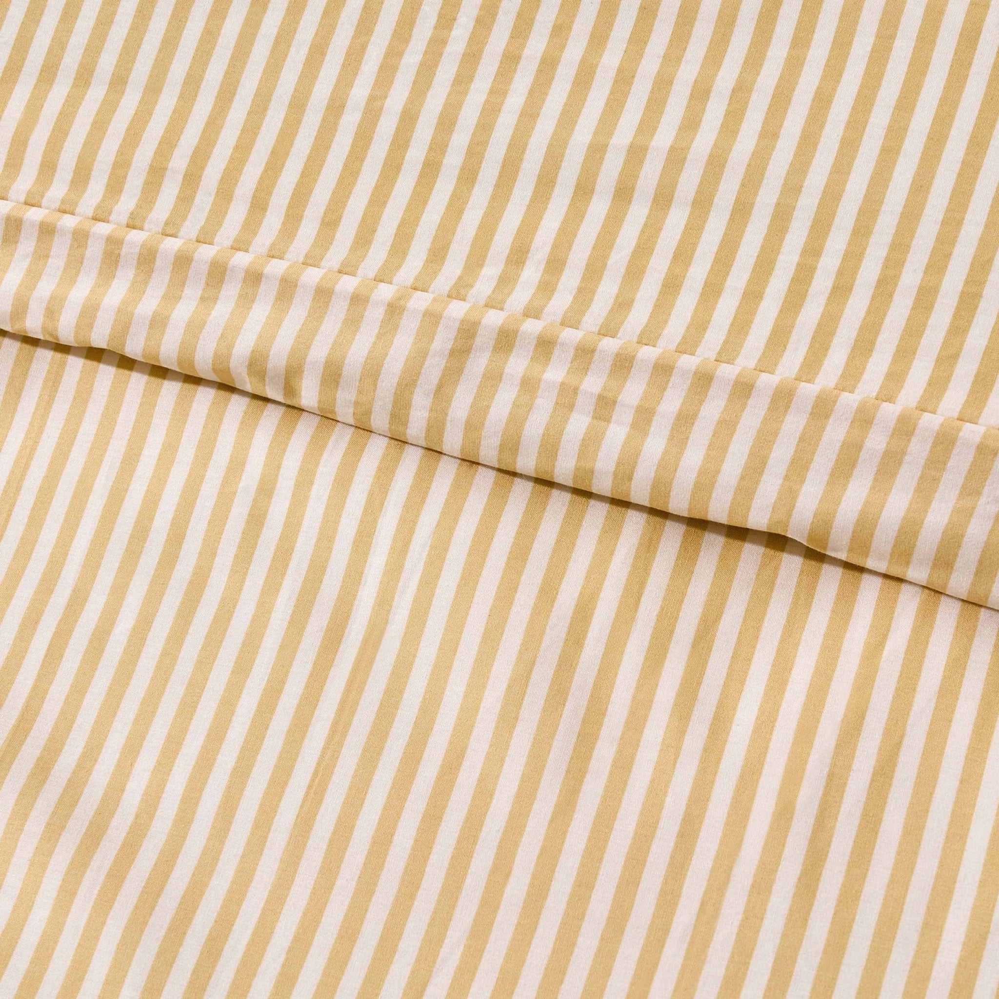 Remy 200 Thread Count Shirting Stripe Print Ruffle Edge Duvet Cover Set - Buttermilk - DUSK