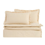 Remy 200 Thread Count Shirting Stripe Print Ruffle Edge Duvet Cover Set - Buttermilk - DUSK