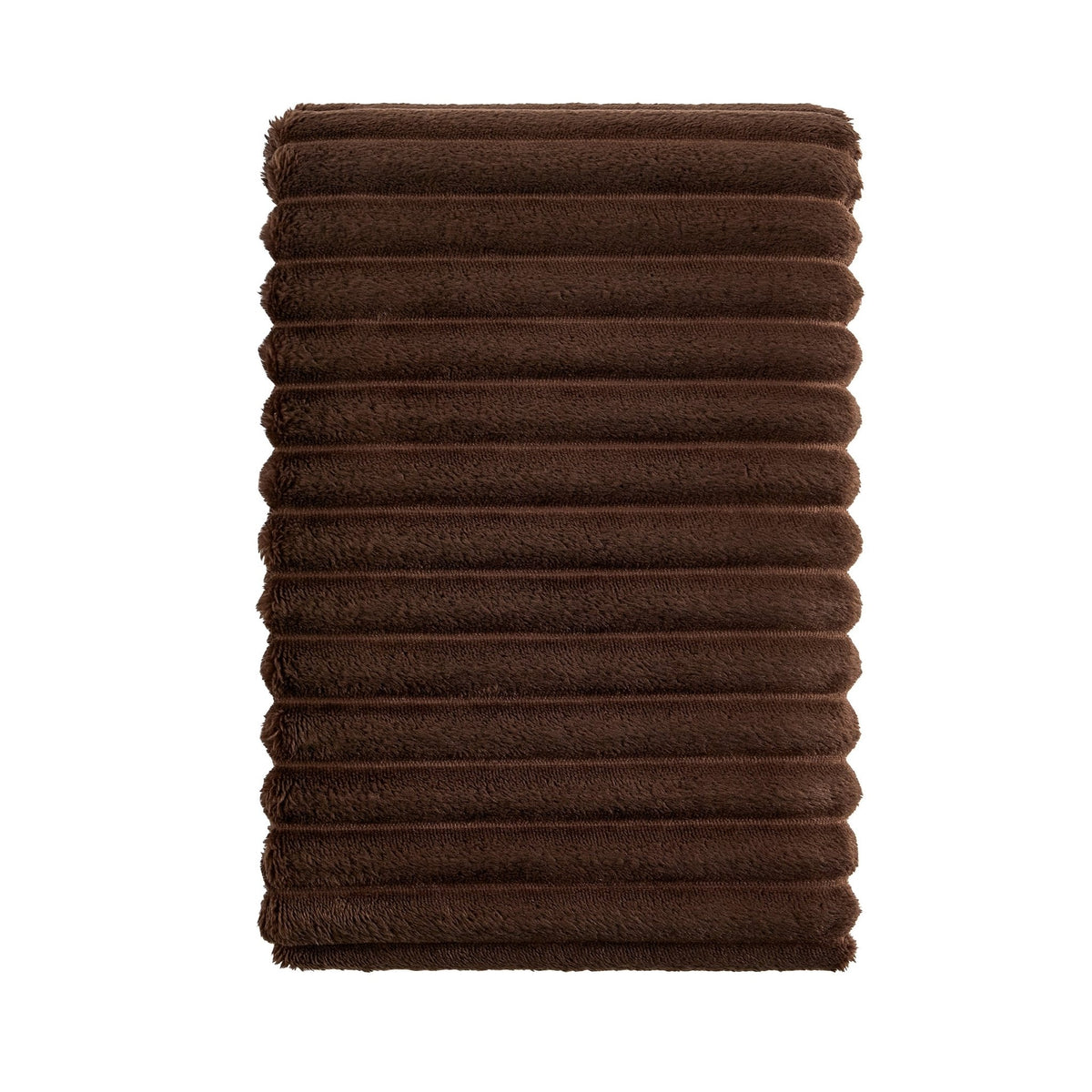 Ribbed Flannel Faux Fur Sofa Throw - Chocolate - DUSK