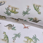 Riley 100% Cotton Dino Print Duvet Cover Set - Green - DUSK