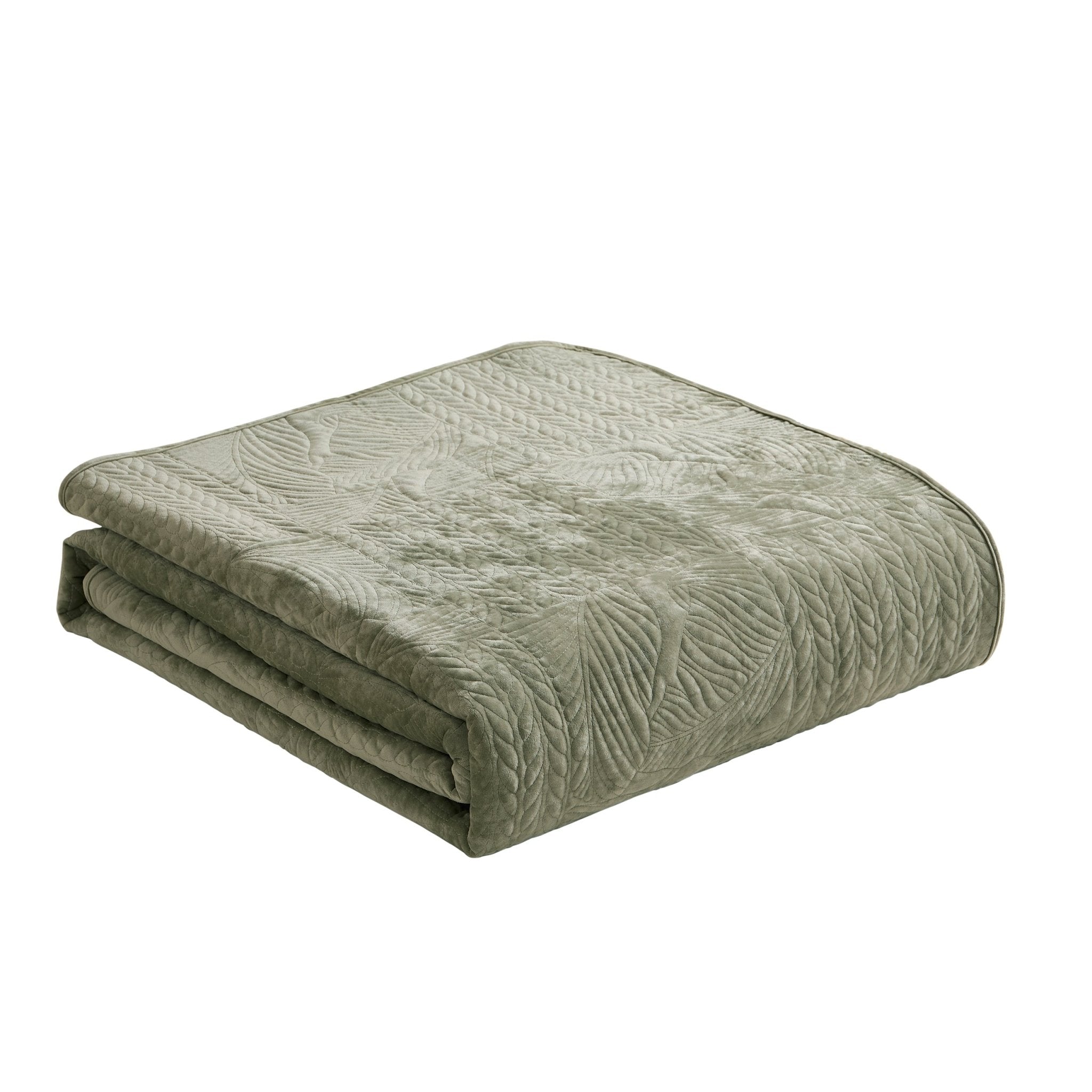 Rome Velvet Greek Matelasse Bedspread - Basil - DUSK