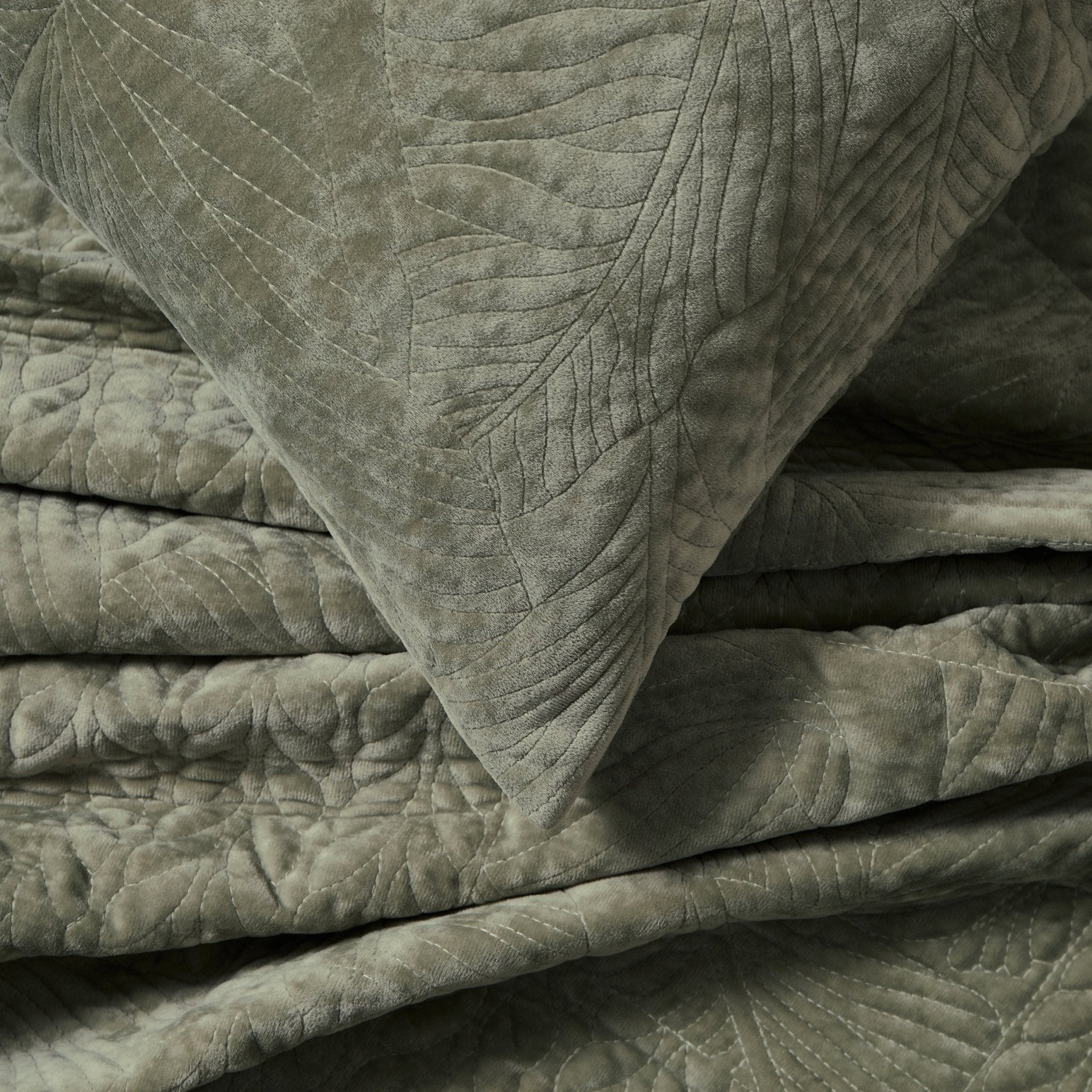 Rome Velvet Greek Matelasse Cushion Cover - Basil - DUSK