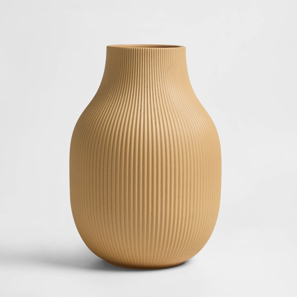 Rose Matt Ribbed Clay Vase - Sand - DUSK