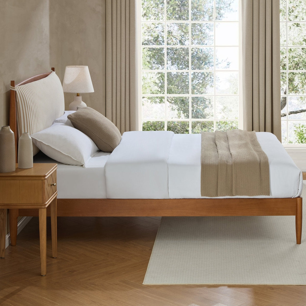 Rotterdam Dark Wood Bed Frame - Sand Stripe - DUSK