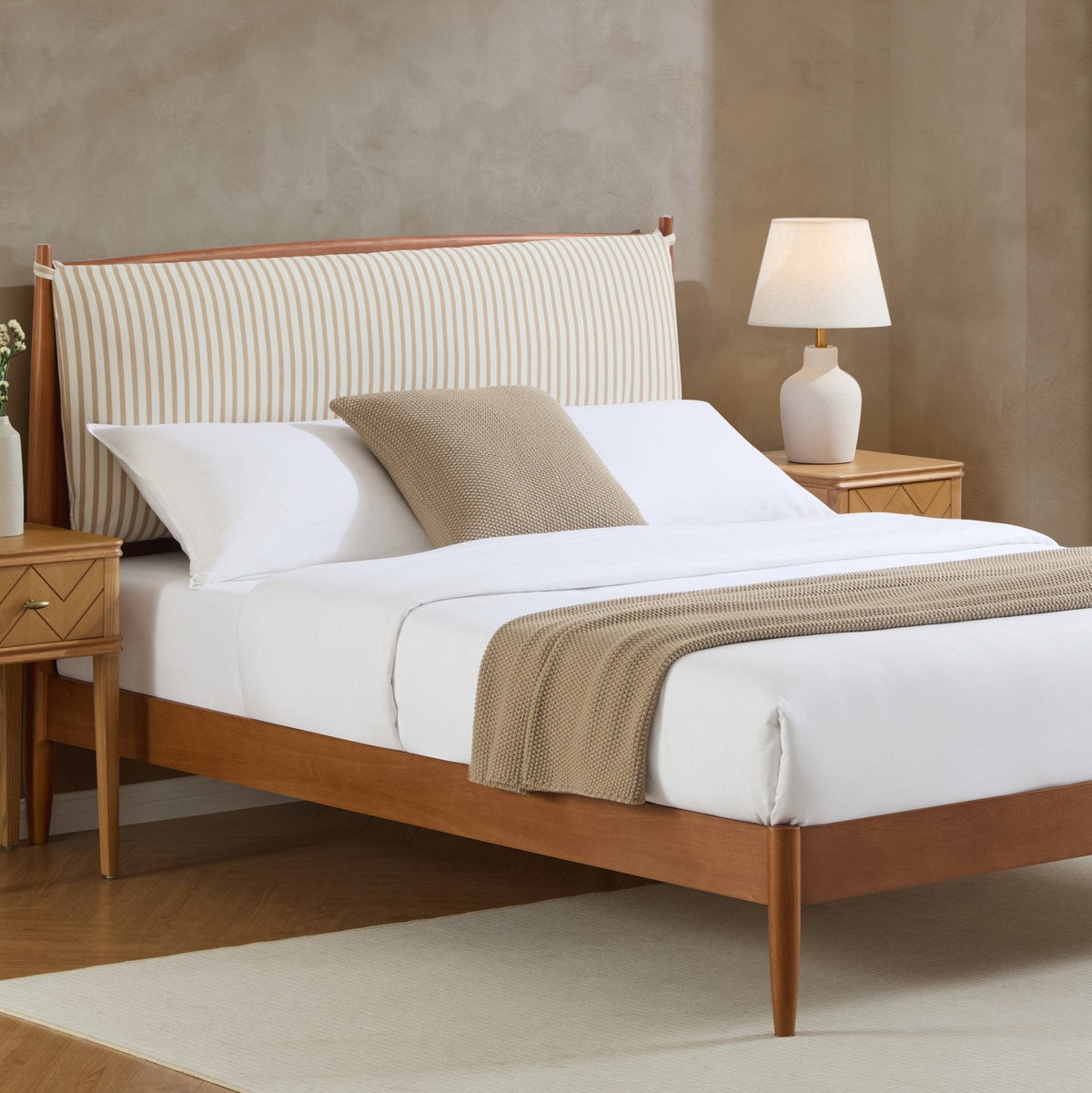 Rotterdam Dark Wood Bed Frame - Sand Stripe - DUSK