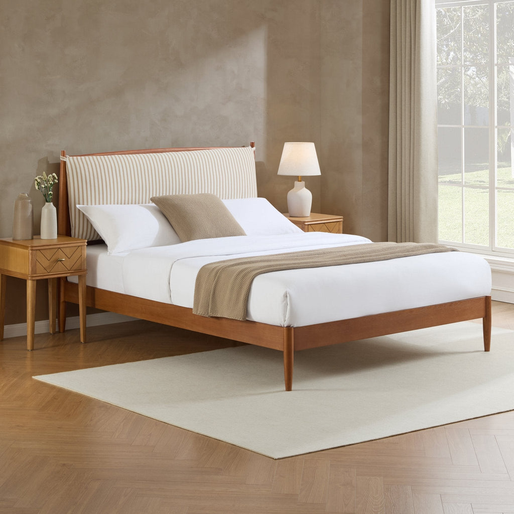 Rotterdam Dark Wood Bed Frame - Sand Stripe - DUSK