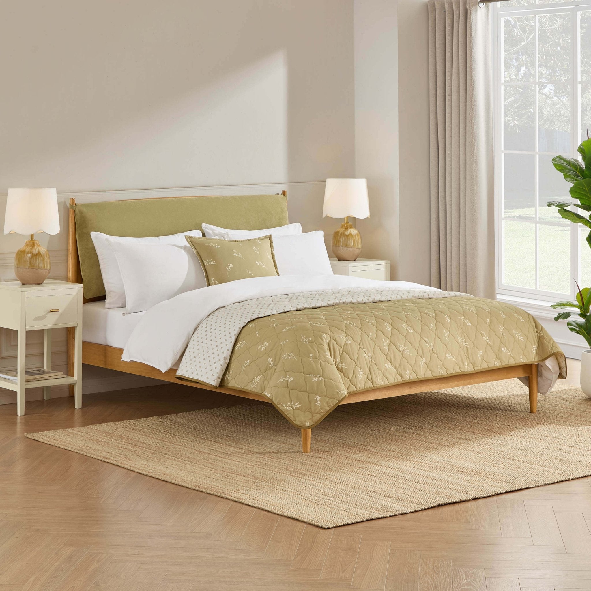 Rotterdam Light Wood Bed Frame - Light Green - DUSK