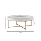 Round Gold Look Frame Pouffe - Ecru - DUSK