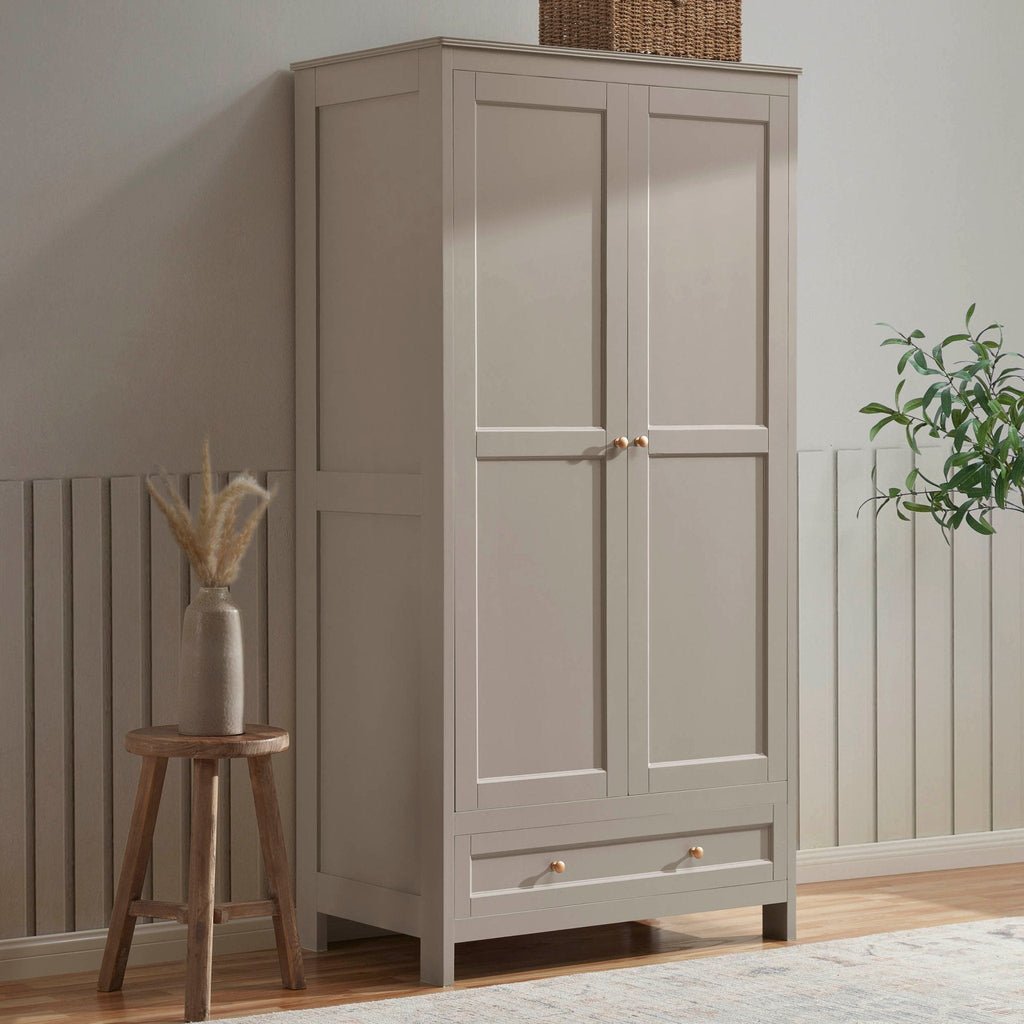 Ruby 2 Door Wardrobe with Drawer - Taupe - DUSK