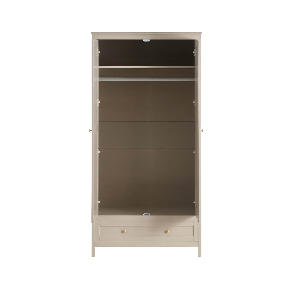 Ruby 2 Door Wardrobe with Drawer - Taupe - DUSK