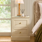 Ruby 2 Drawer Bedside Table - Cream - DUSK