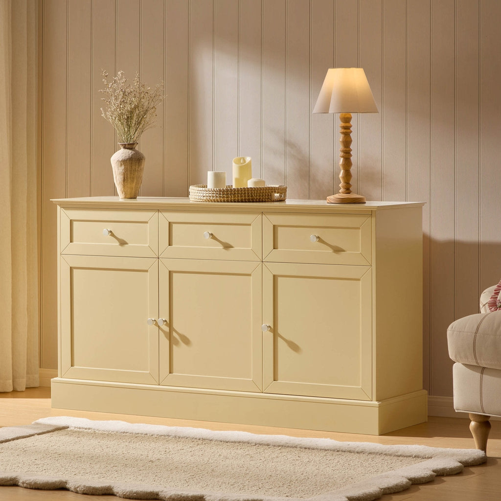 Ruby 3 Door Sideboard with Drawers - Butter Yellow - DUSK