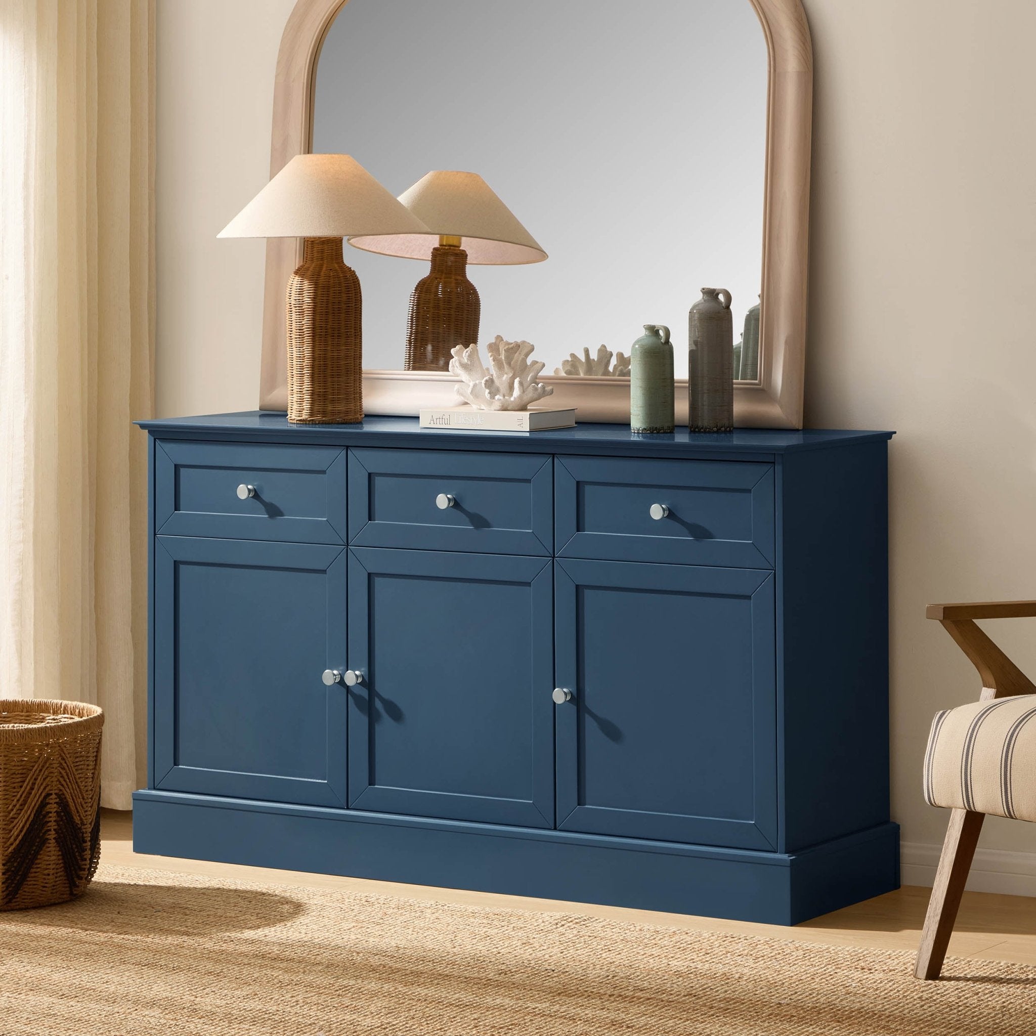 Ruby 3 Door Sideboard with Drawers - Teal - DUSK