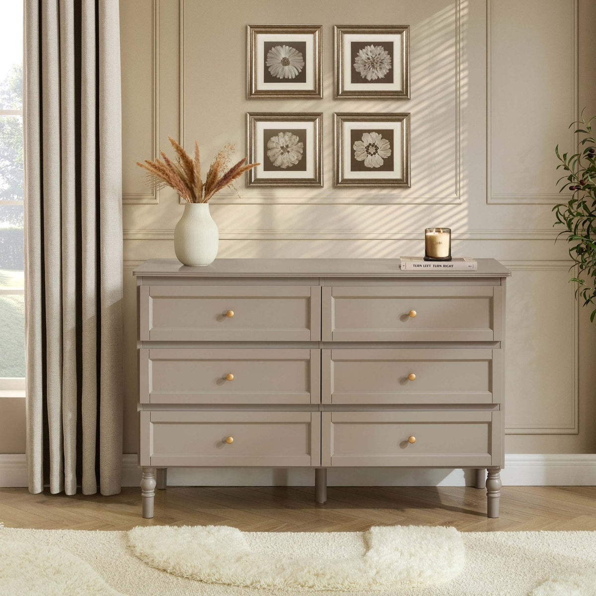 Ruby 6 Drawer Chest - Taupe - DUSK
