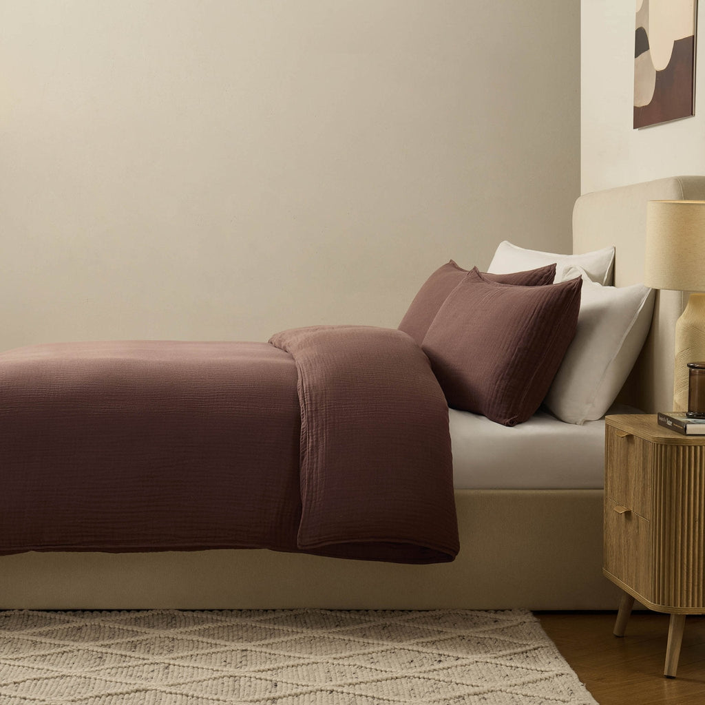 Santorini Muslin Duvet Cover & Pillowcase Set - Mocha - DUSK
