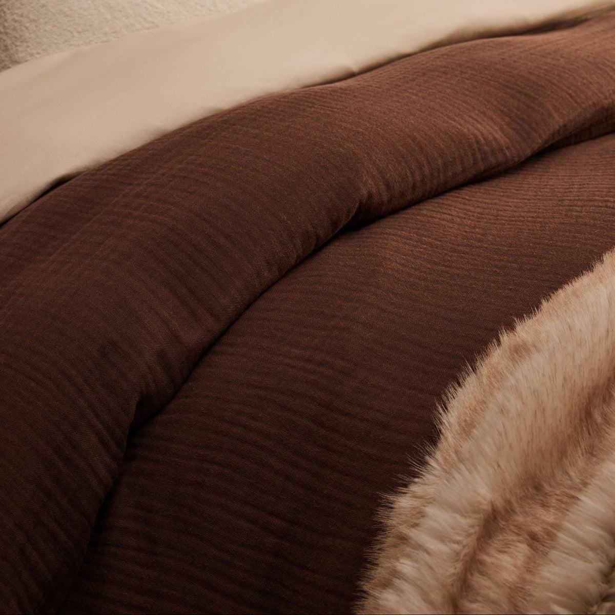 Santorini Muslin Duvet Cover & Pillowcase Set - Mocha - DUSK