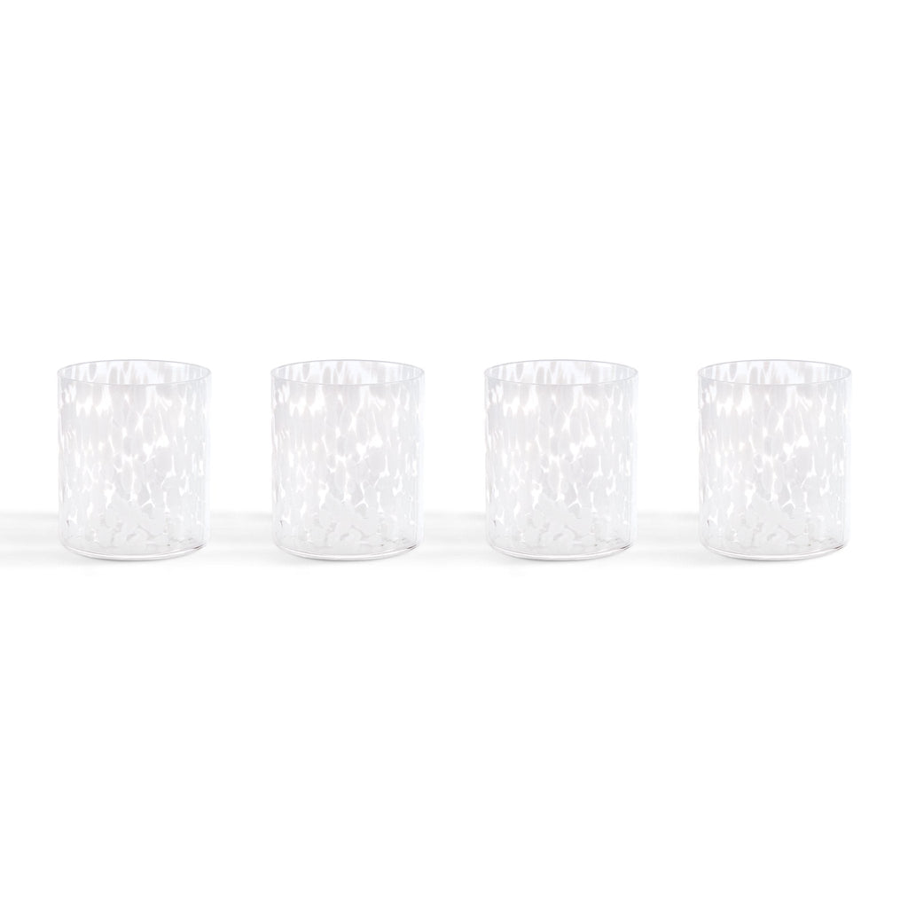 Sarda Dotty Glass Tumblers - Set of 4 - White - DUSK