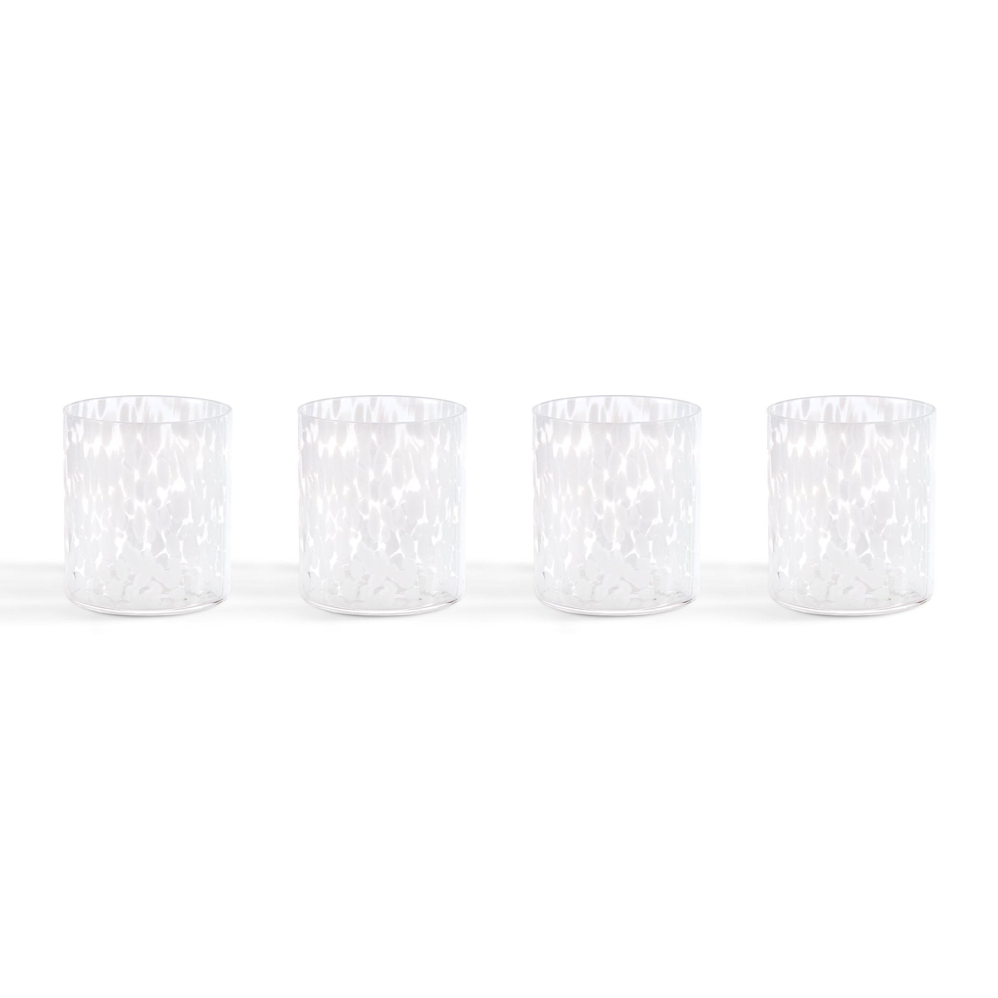 Sarda Dotty Glass Tumblers - Set of 4 - White - DUSK