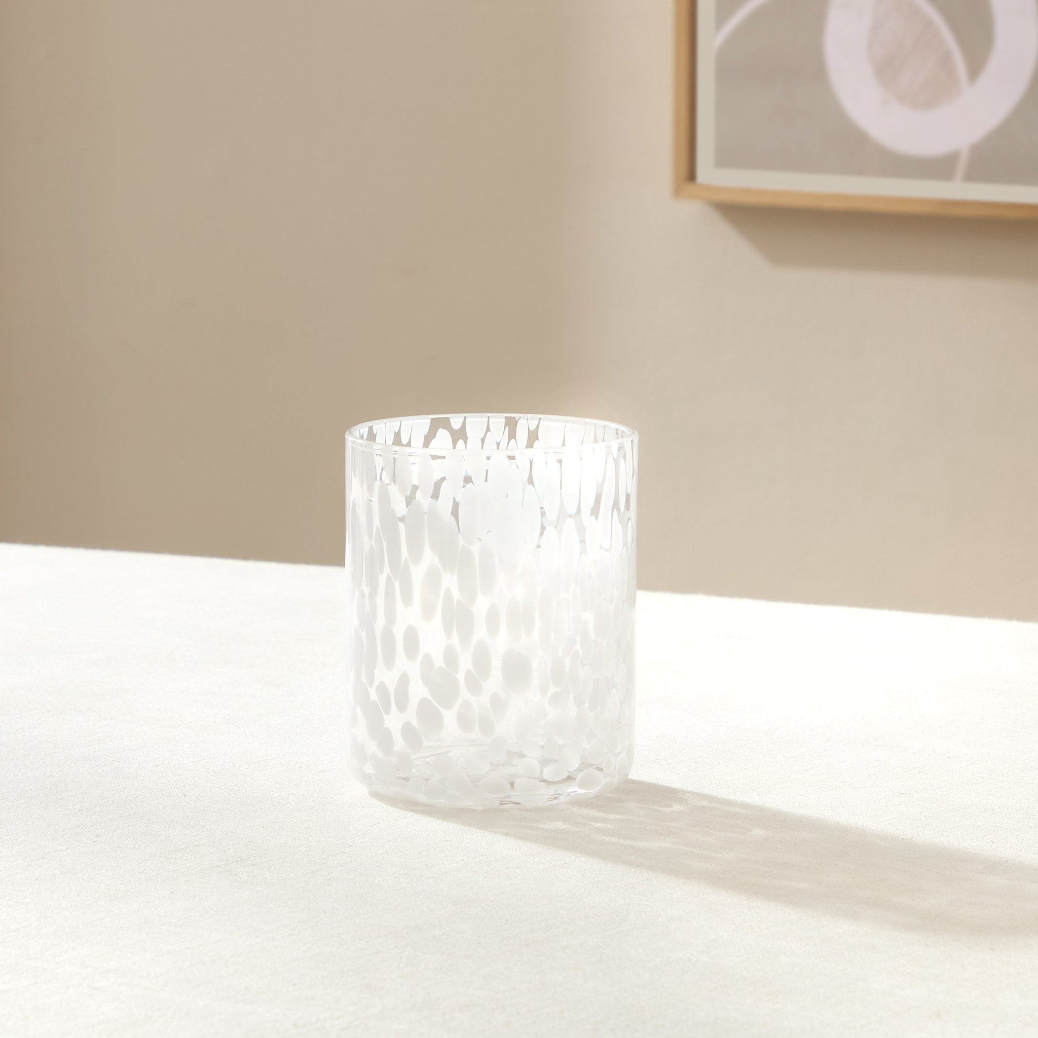 Sarda Dotty Glass Tumblers - Set of 4 - White - DUSK