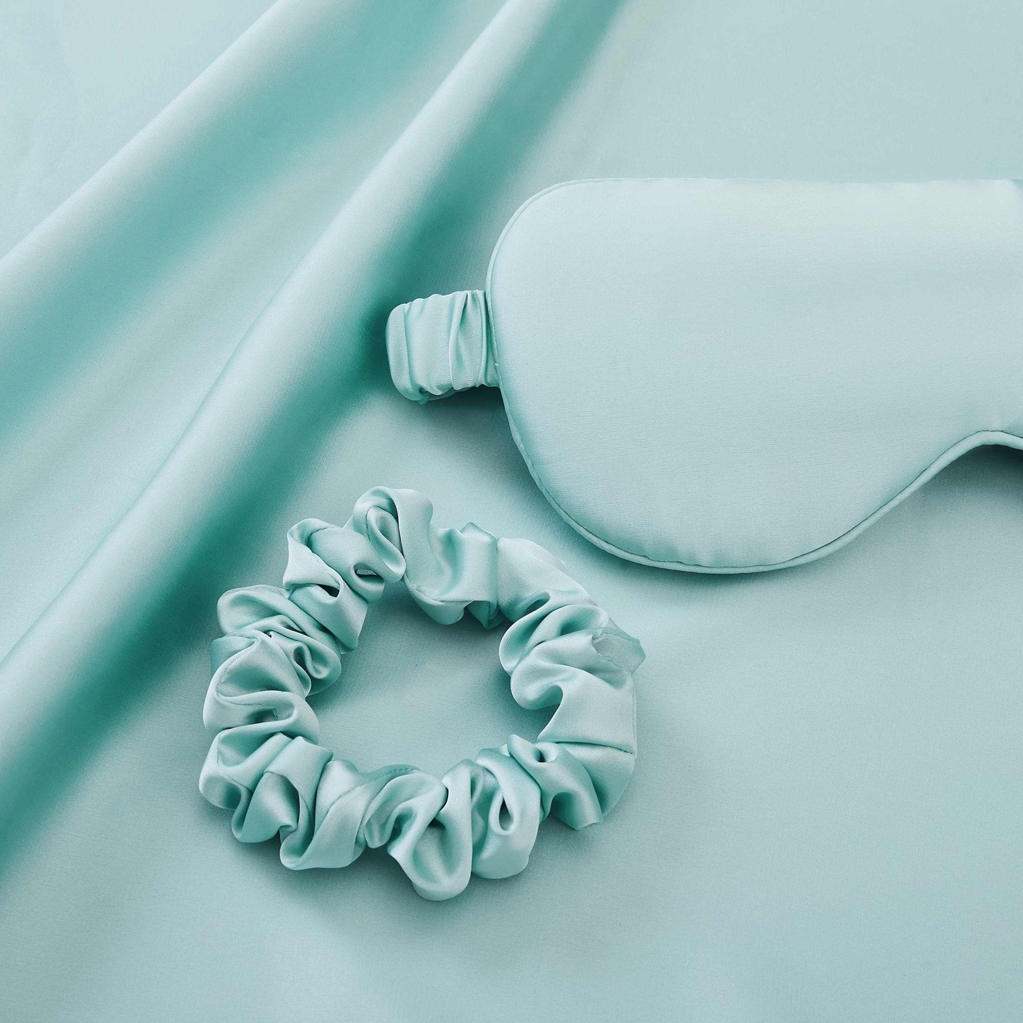 Satin Gift Set - Pillowcase, Eyemask and Hair Tie - Sage - DUSK