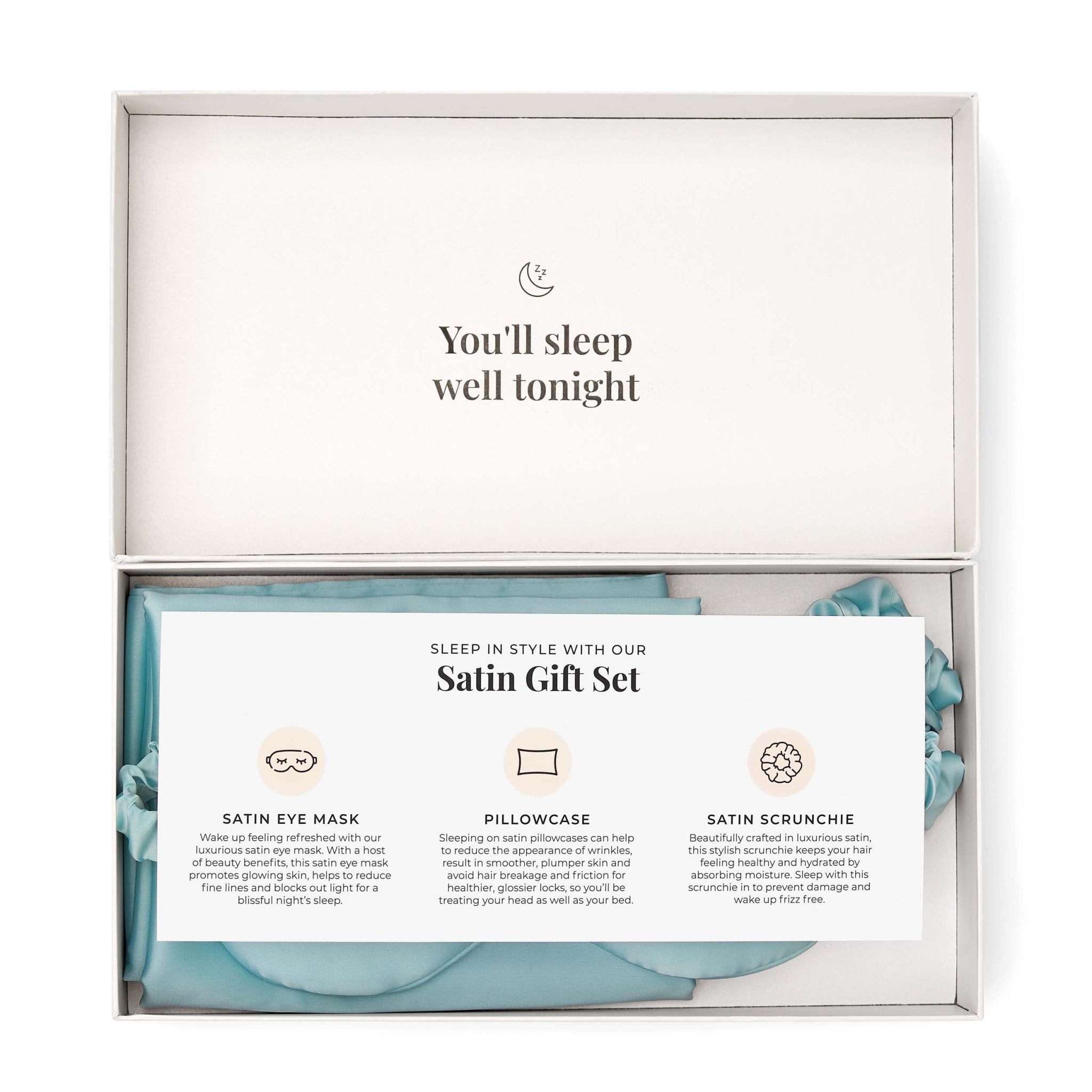 Satin Gift Set - Pillowcase, Eyemask and Hair Tie - Sage - DUSK
