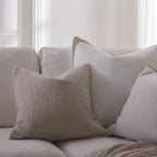 Savannah Four Layer Tufted Muslin Sofa Cushion Cover - Oat - DUSK