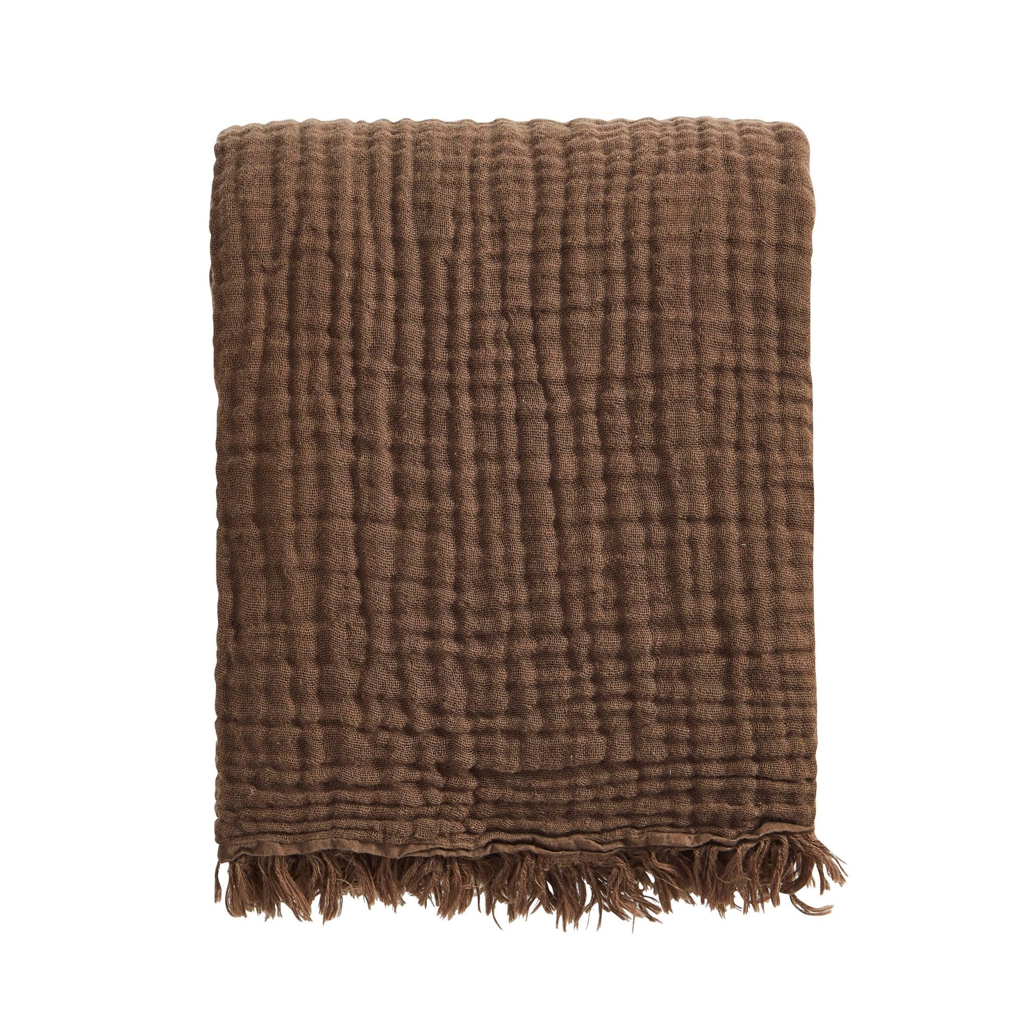 Savannah Four Layer Tufted Muslin Sofa Throw - Chocolate - DUSK
