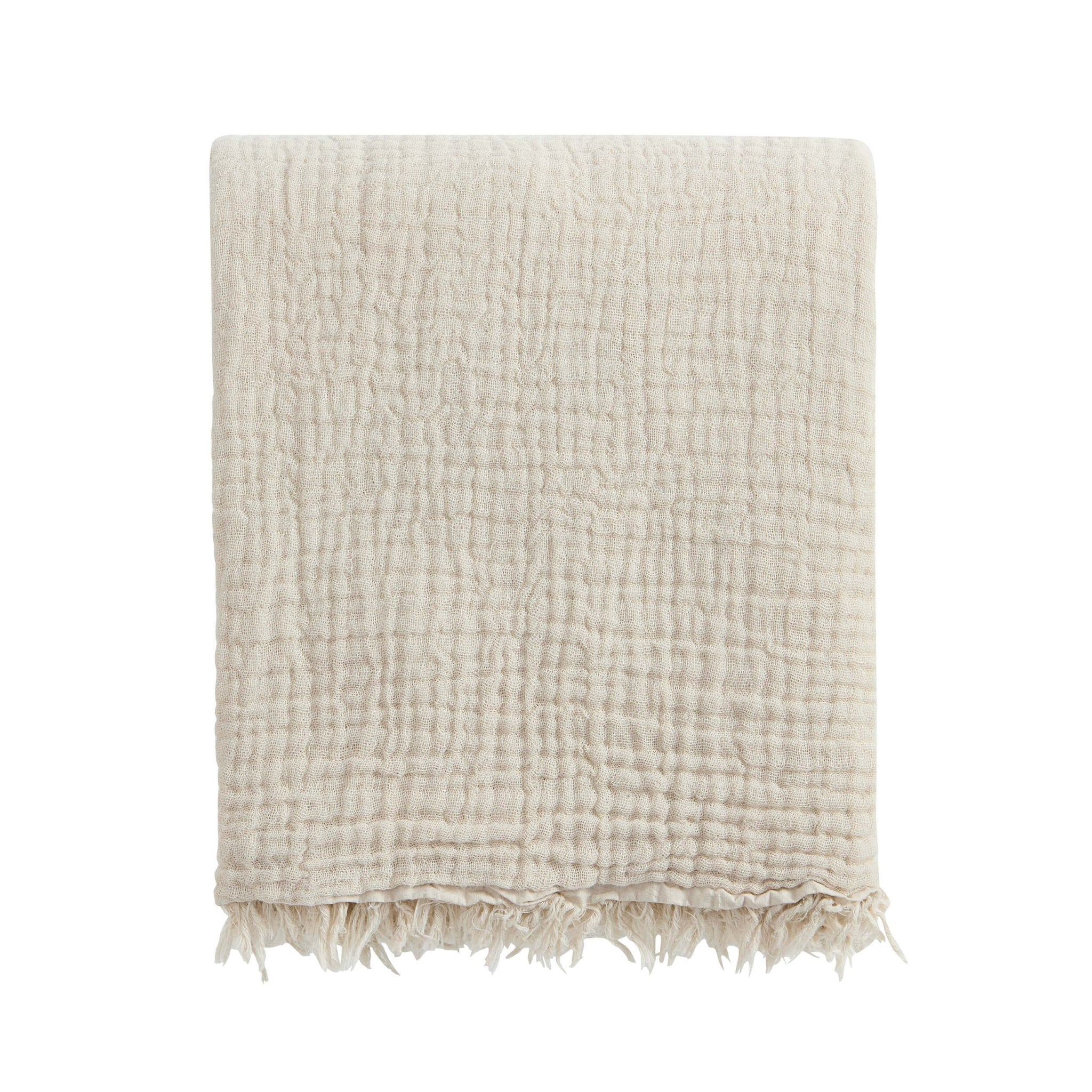 Savannah Four Layer Tufted Muslin Sofa Throw - Oat - DUSK