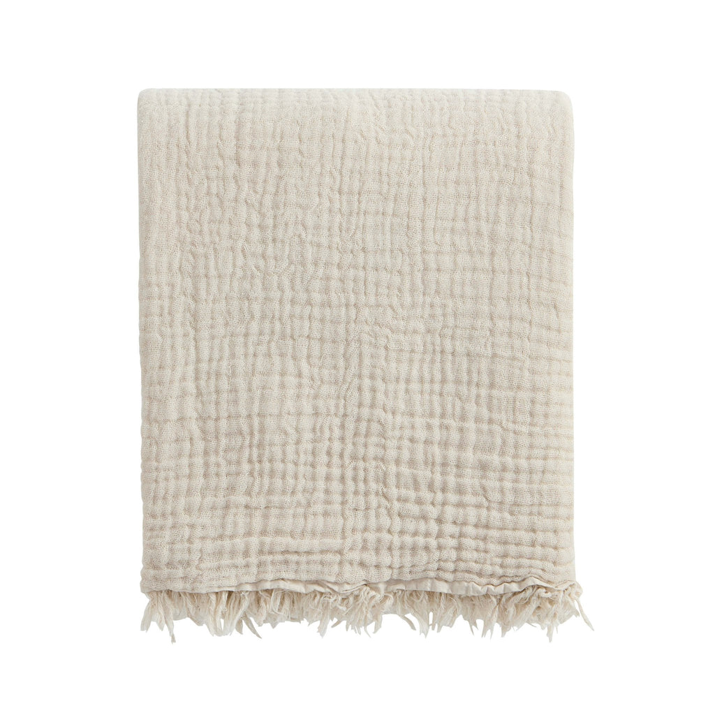 Savannah Four Layer Tufted Muslin Sofa Throw - Oat - DUSK