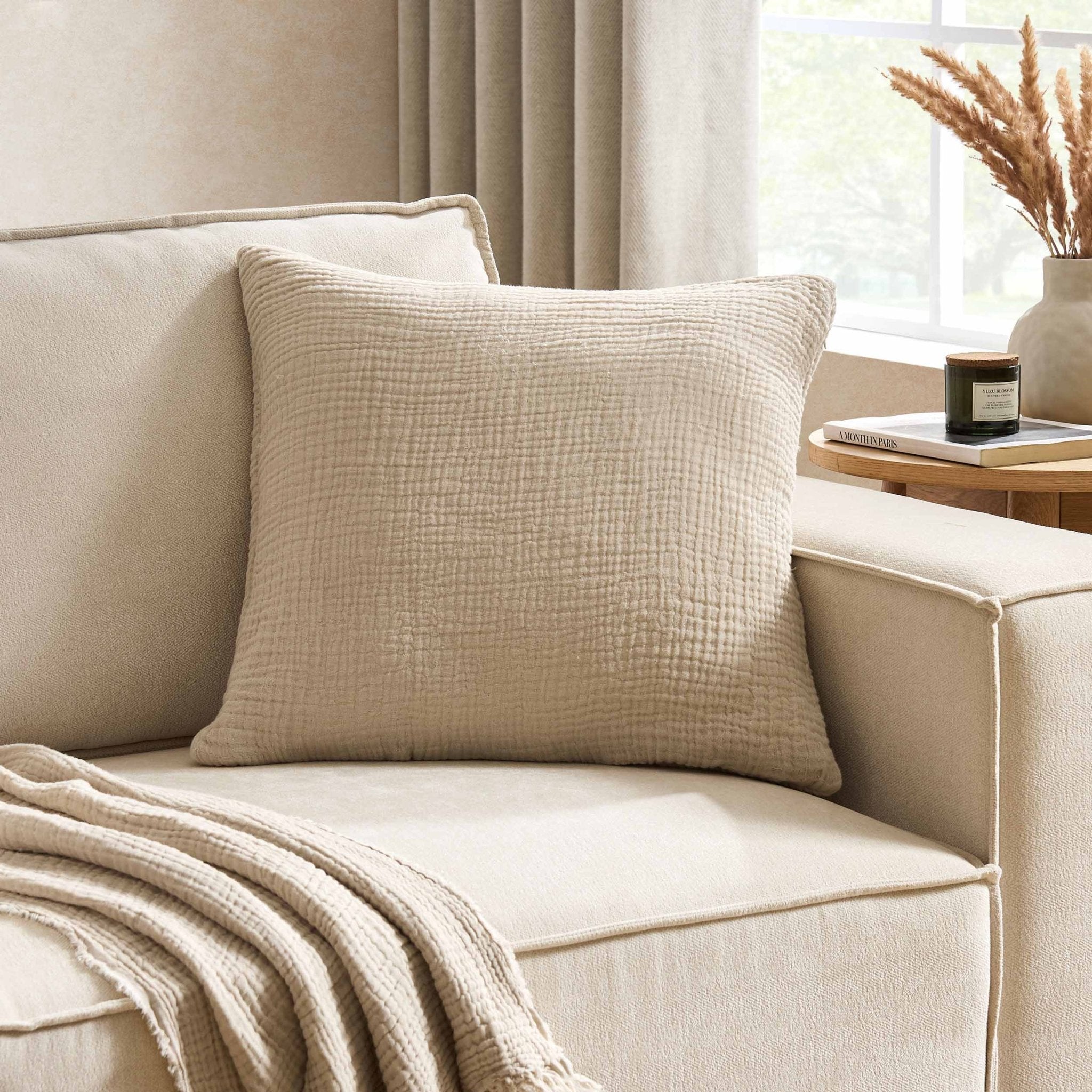 Savannah Four Layer Tufted Muslin Sofa Throw - Oat - DUSK