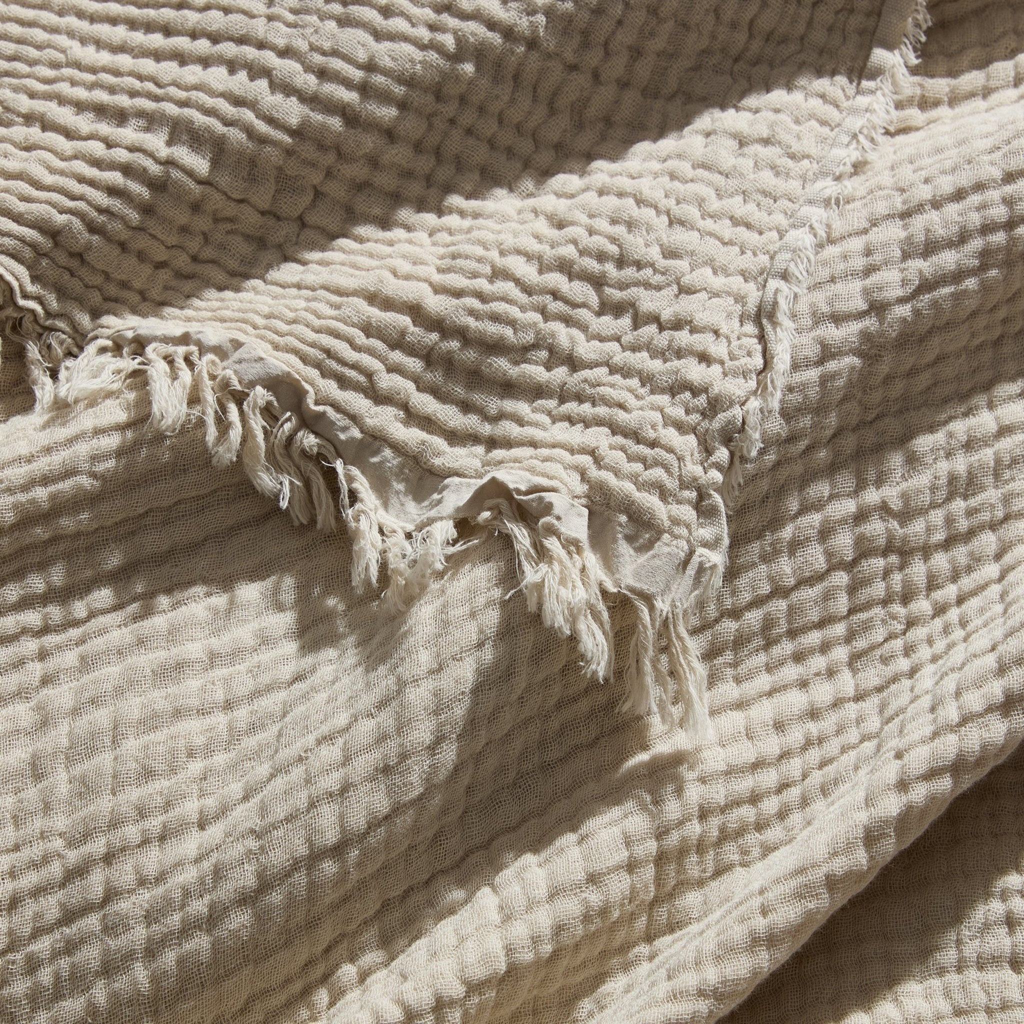 Savannah Four Layer Tufted Muslin Sofa Throw - Oat - DUSK