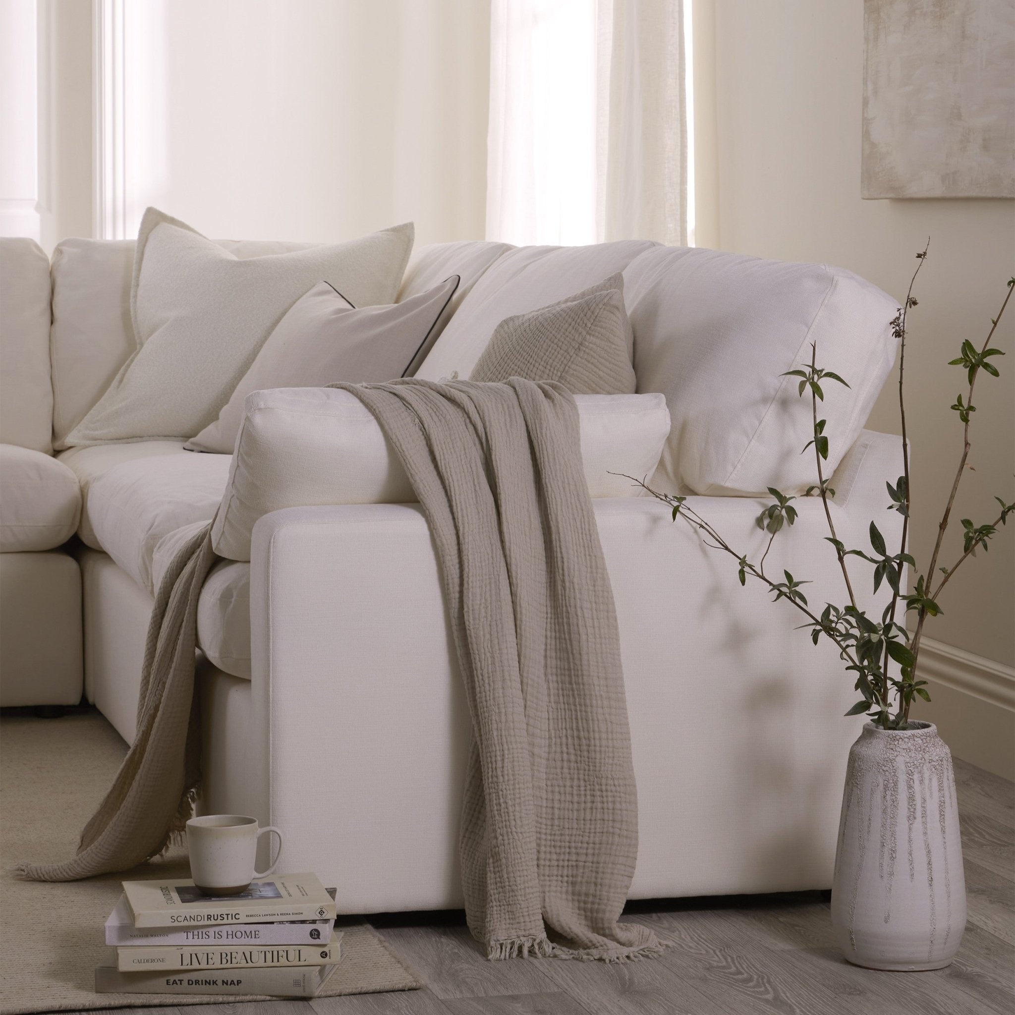 Savannah Four Layer Tufted Muslin Sofa Throw - Oat - DUSK