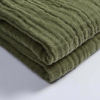 Savannah Four Layer Tufted Muslin Throw - Olive Green - DUSK