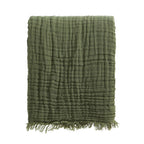 Savannah Four Layer Tufted Muslin Throw - Olive Green - DUSK